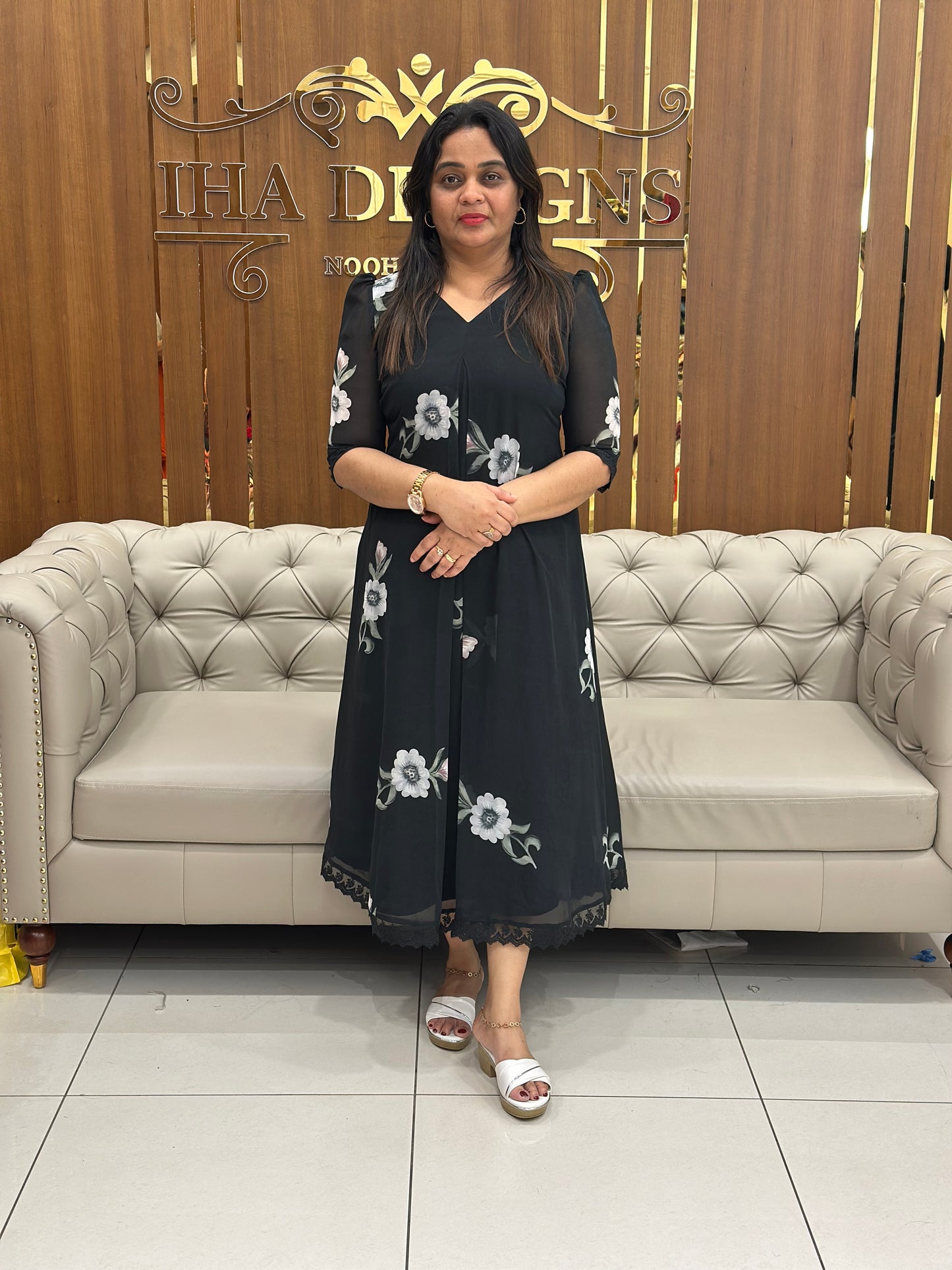 IHA'S IN-HOUSE GEORGETTE LONG A-LIEN TOPS - IHA 29291