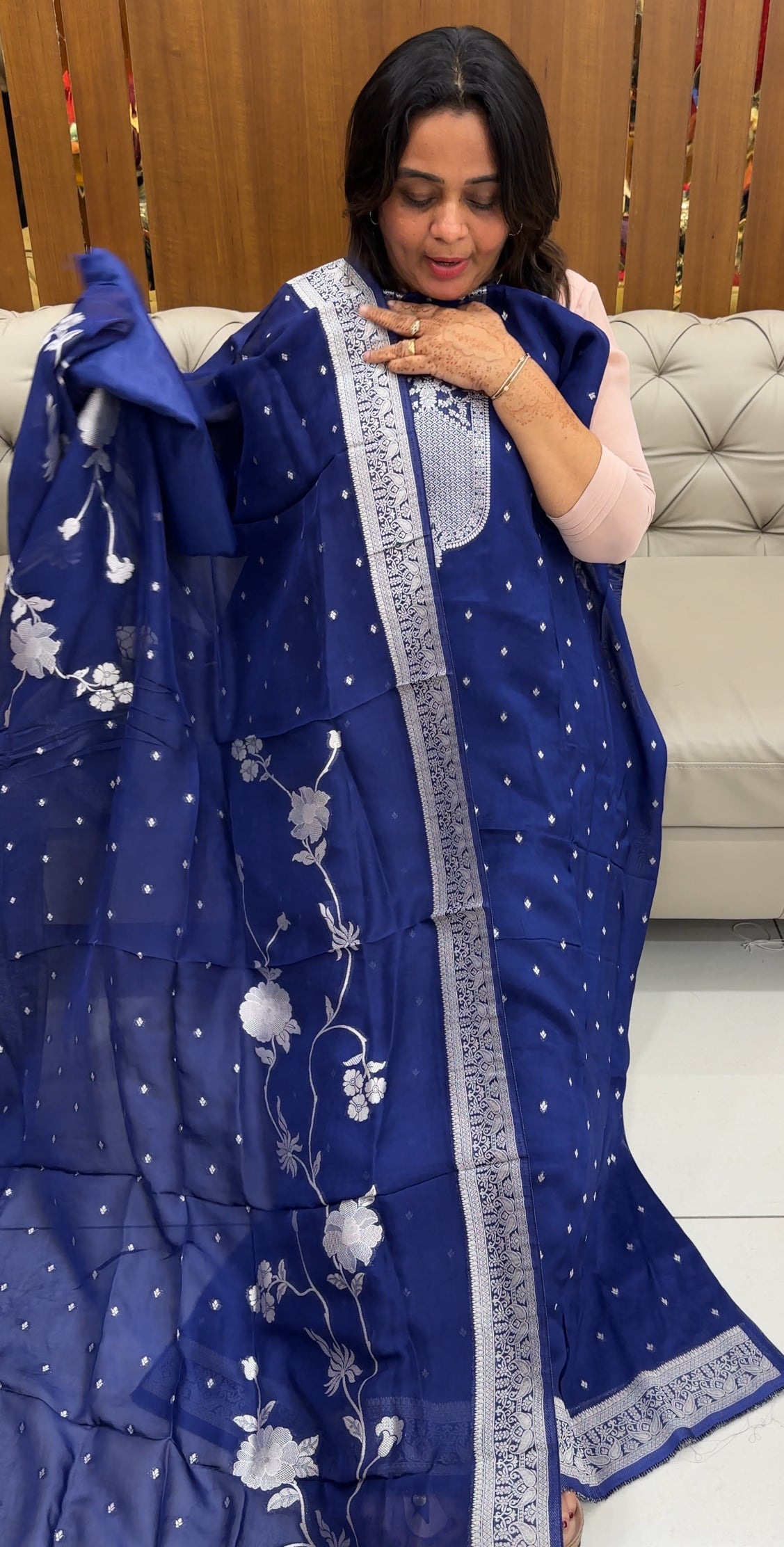 VISCOSE ORGANZA UNSTITCHED SALWAR SUITS  - IHA 27479