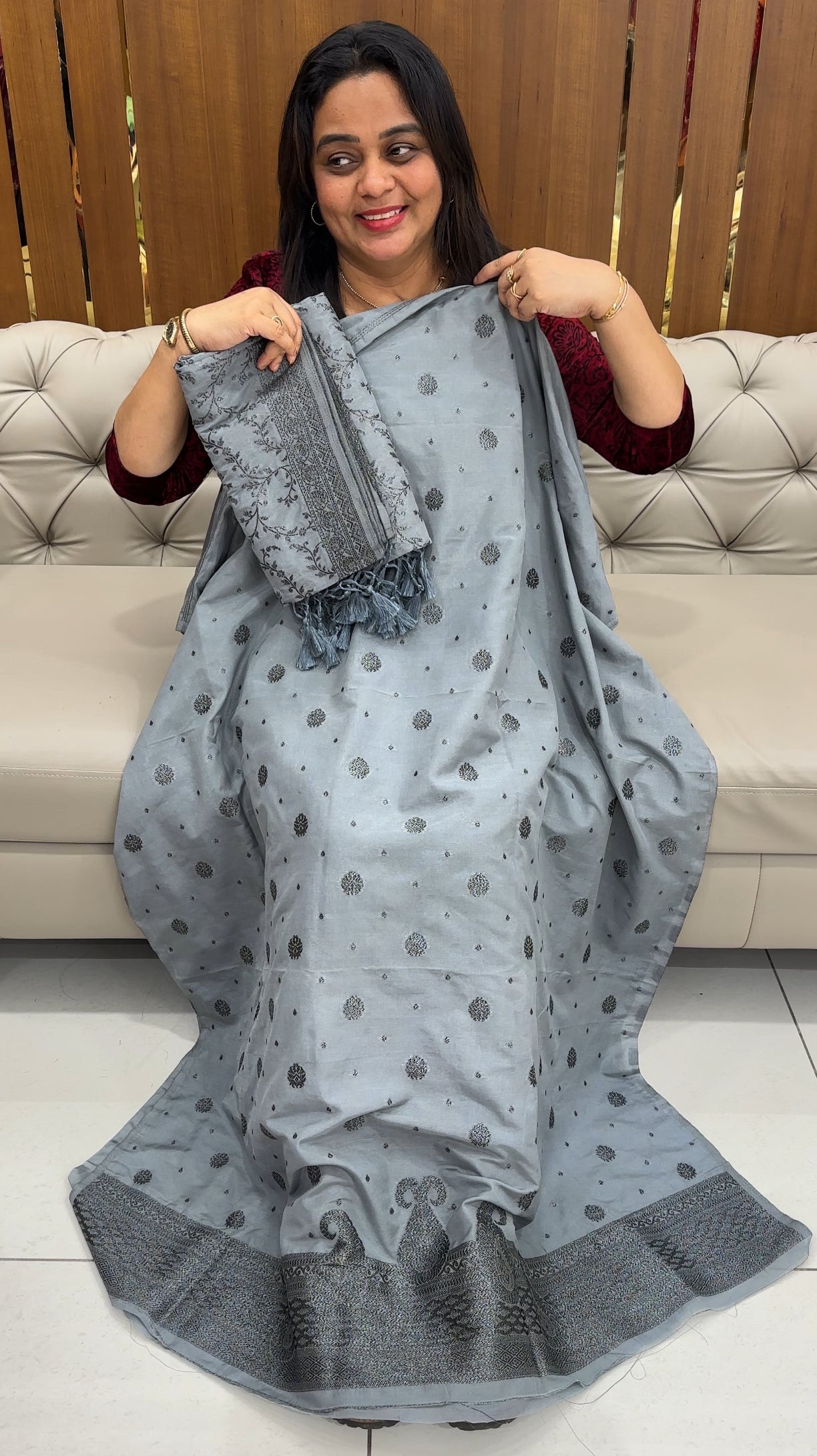 SEMI BANARASI UNSTITCHED SALWAR SUITS - IHA 26393