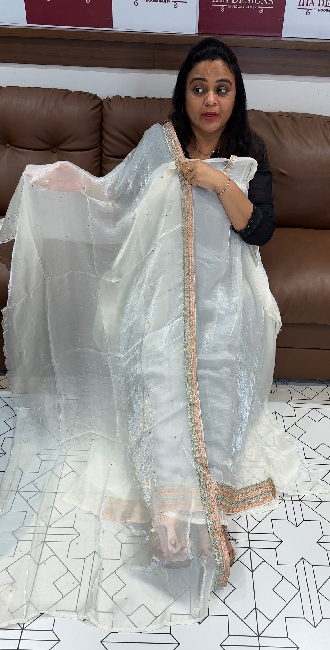 VELVET ORGANZA UNSTITCHED SALWAR SUITS - IHA 27947