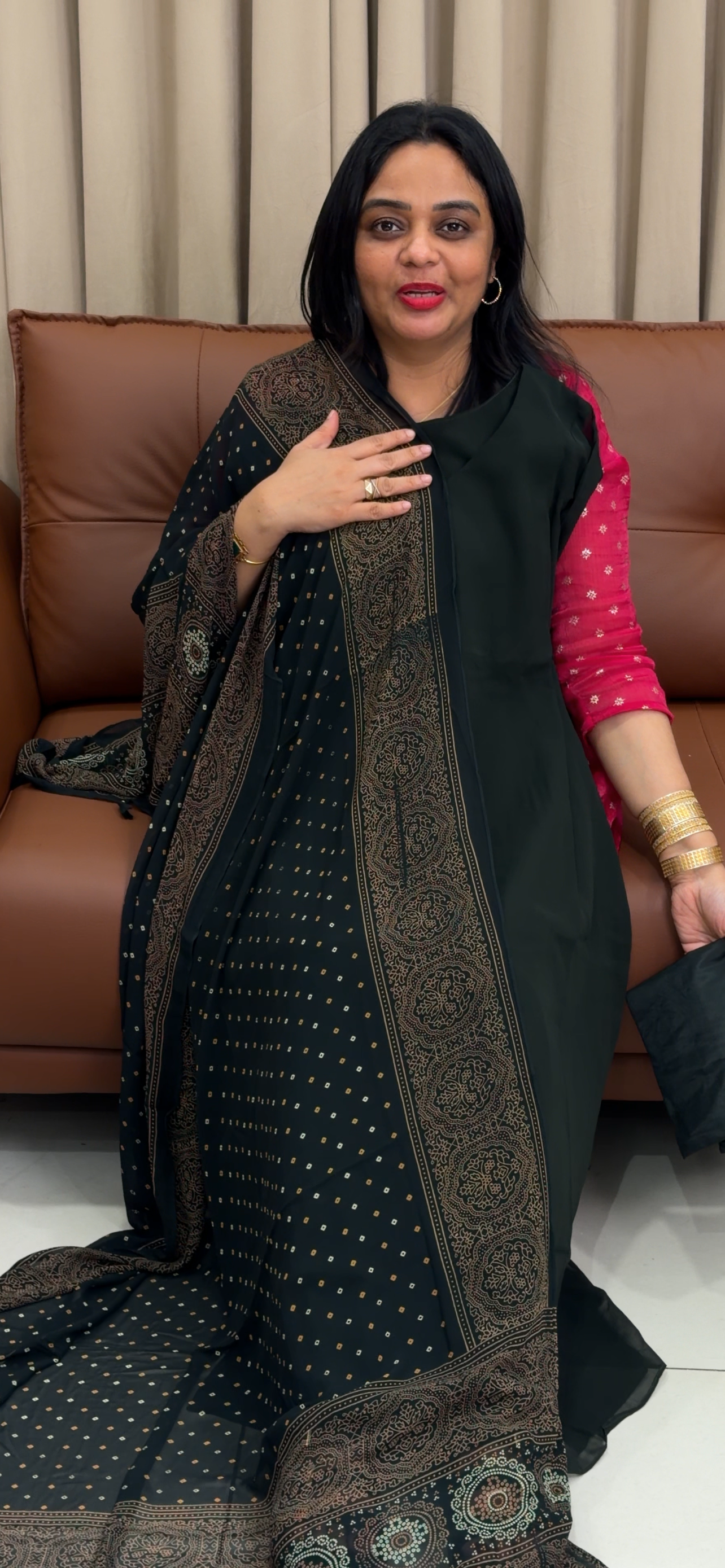 FAUX GEORGETTE ALINE TOP AND DUPATTA - IHA 34028