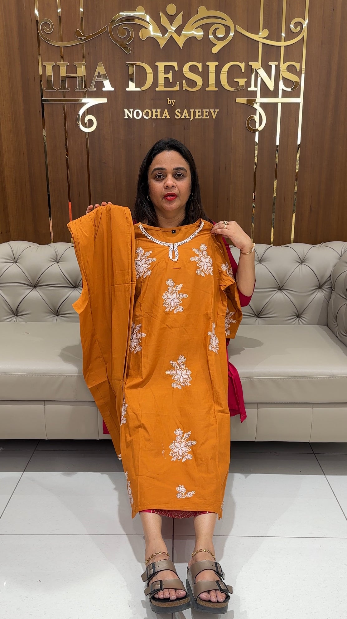 LUCKNOWI CHIKANKARI TOP AND BOTTON - IHA 23253