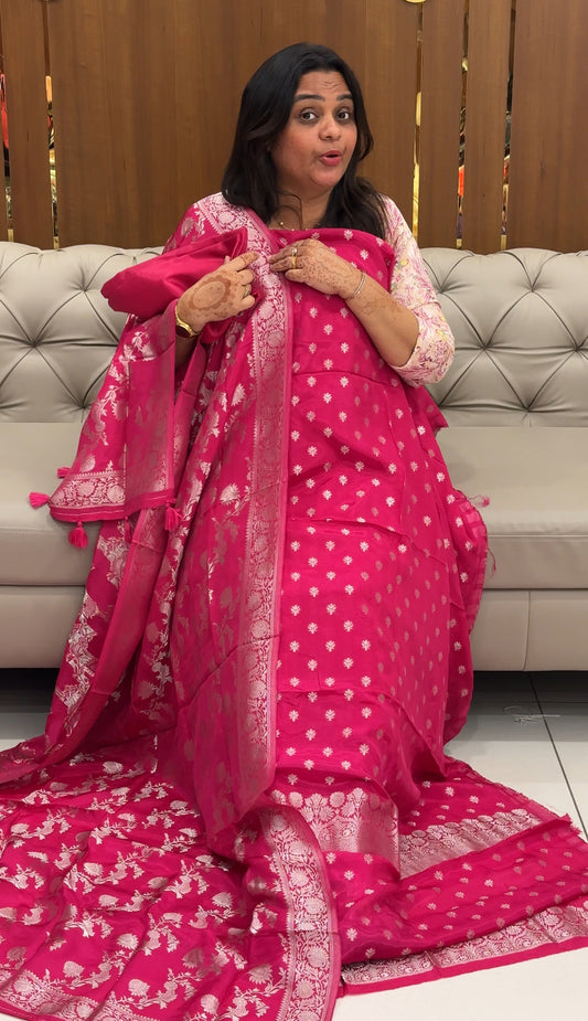 SILK BANARASI UNSTITCHED SALWAR SUITS - IHA 27504