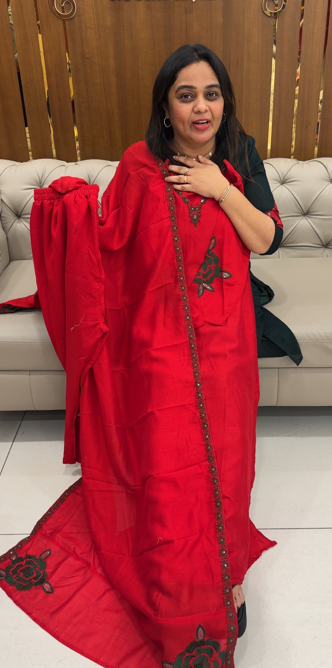 IHA'S IN-HOUSE SEMI RAW SILK SLITTED TOPS - IHA 28157