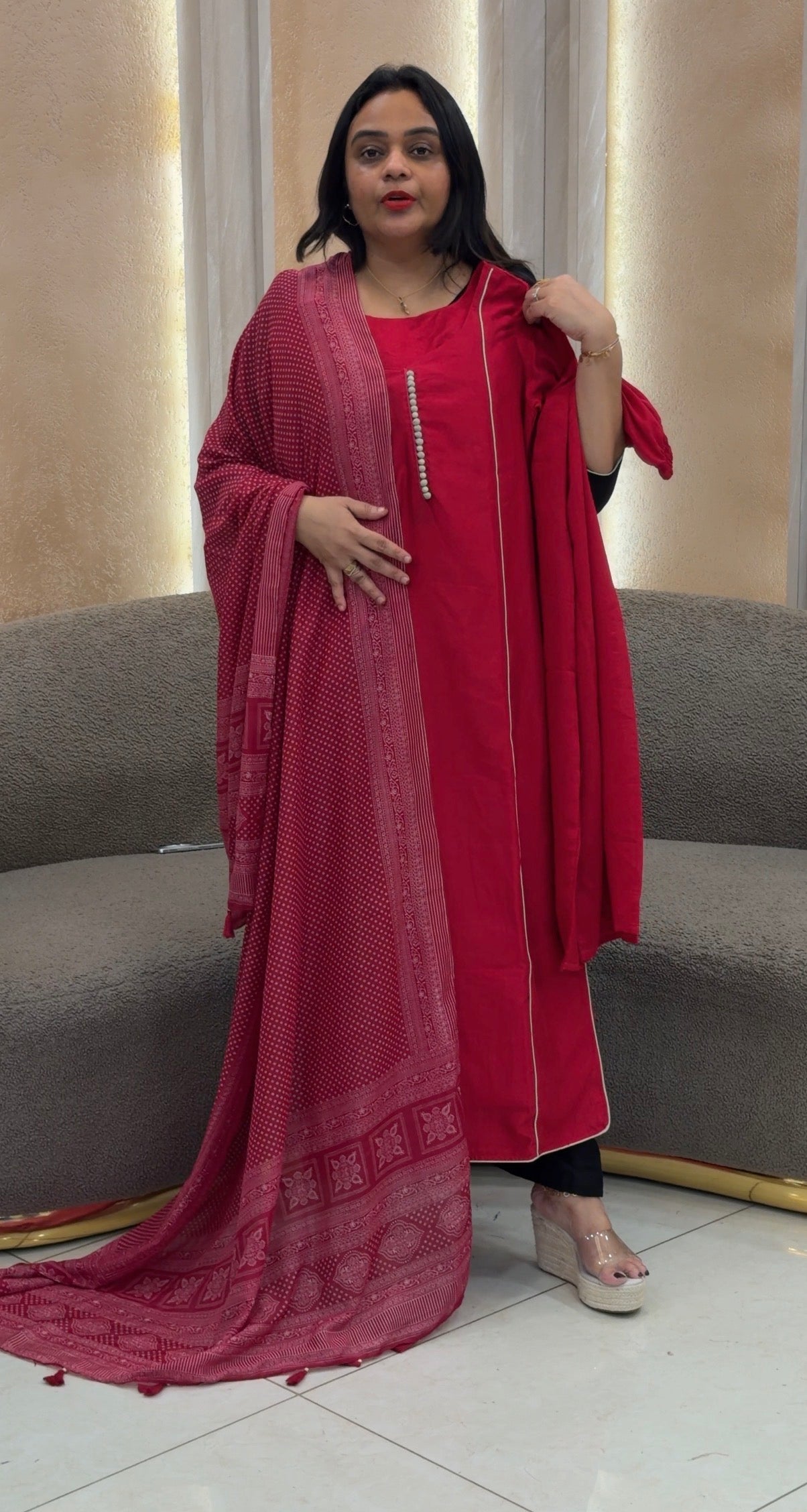 IHA'S IN-HOUSE SEMI RAW SILK TOP ,BOTTOM AND DUPATTA - IHA 32838