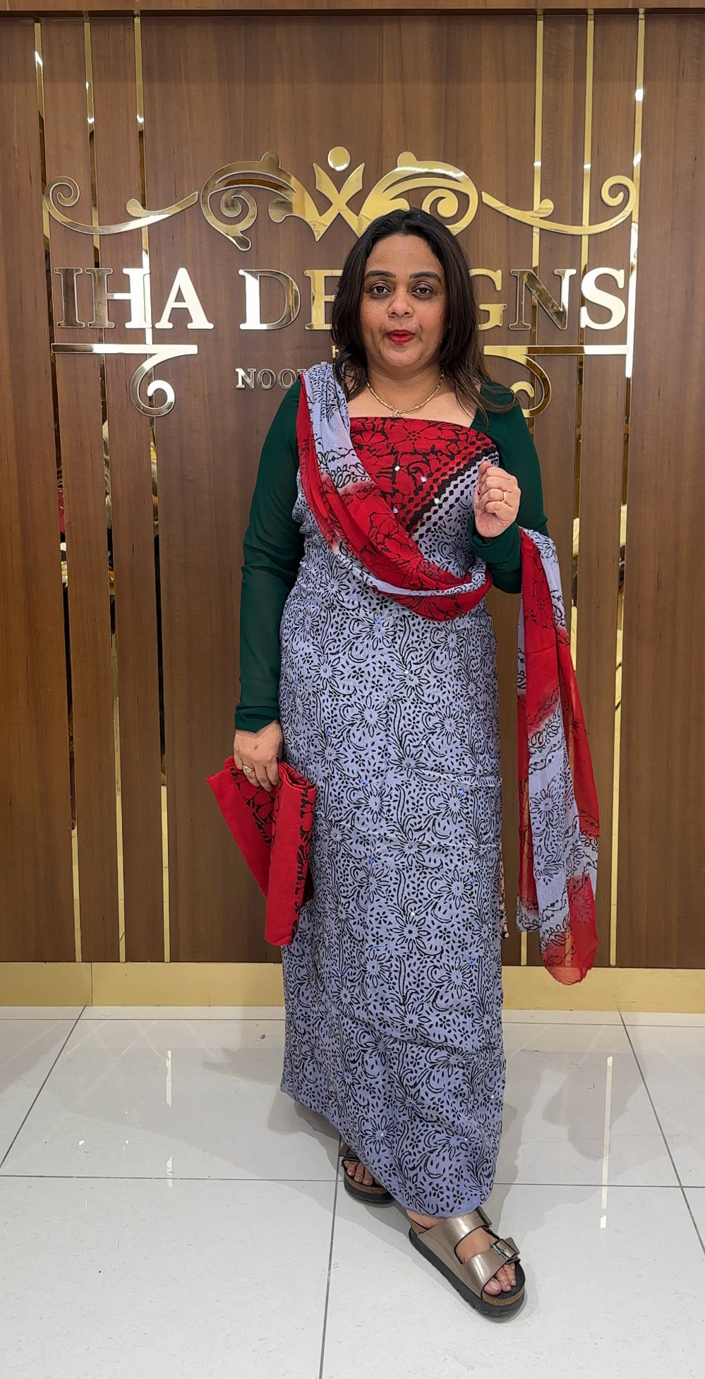 PRINTED ORGANZA UNSTITCHED SALWAR SUITS - IHA 23620