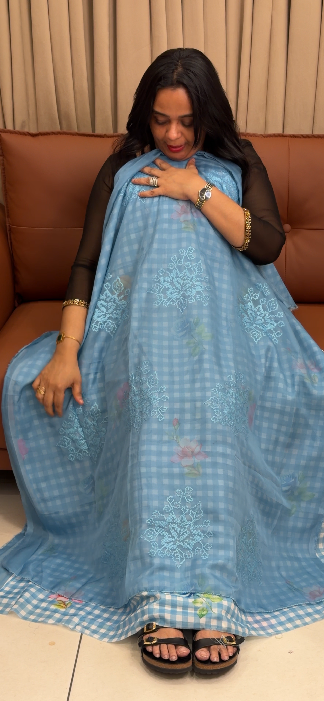 SOFT ORGANZA UNSTITCHED SALWAR SUITS - IHA 35040