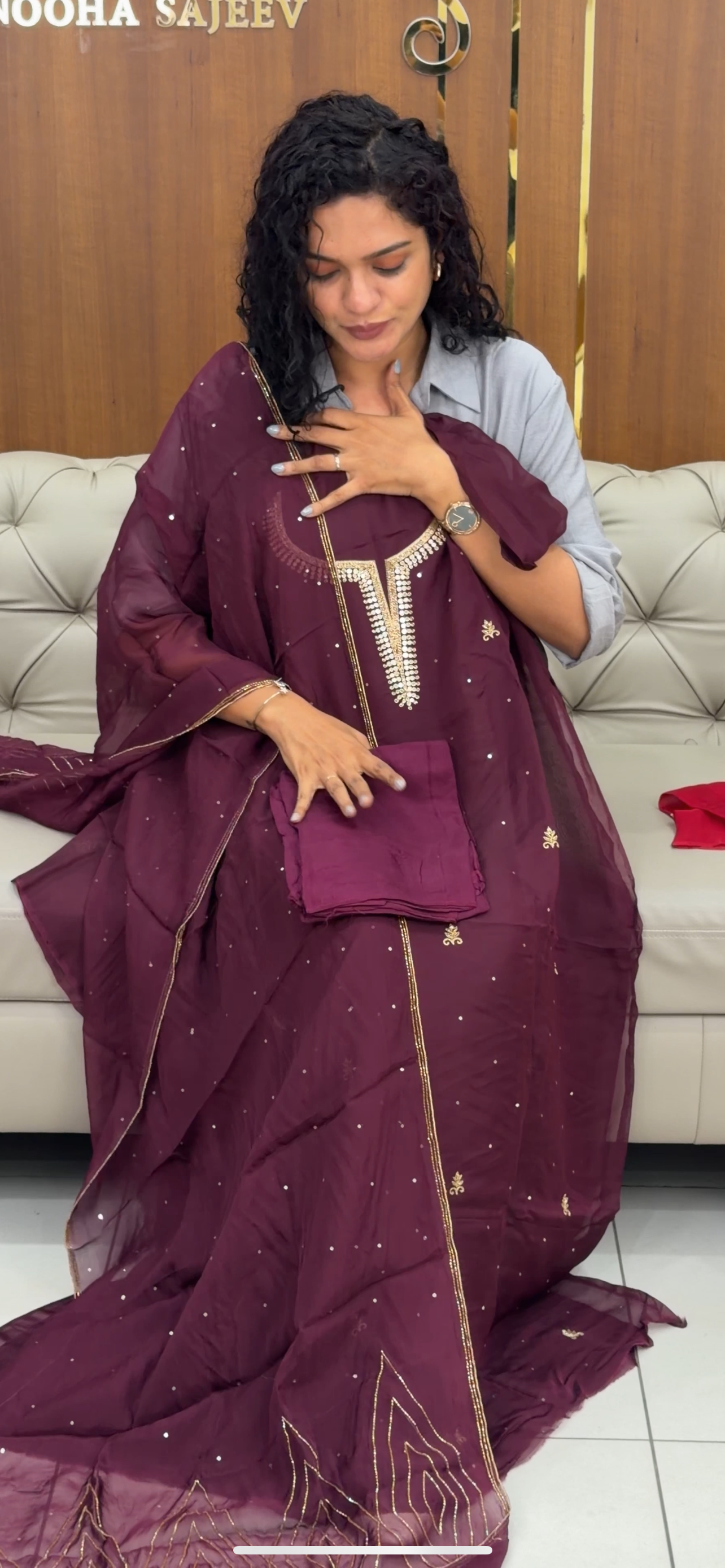 HANDWORKED UNSTITCHED SALWAR SUITS - IHA 29372