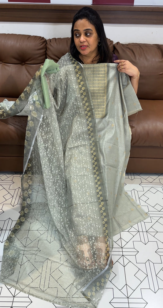 MUL CHANDERI UNSTITCHED SALWAR SUITS  - IHA 28025