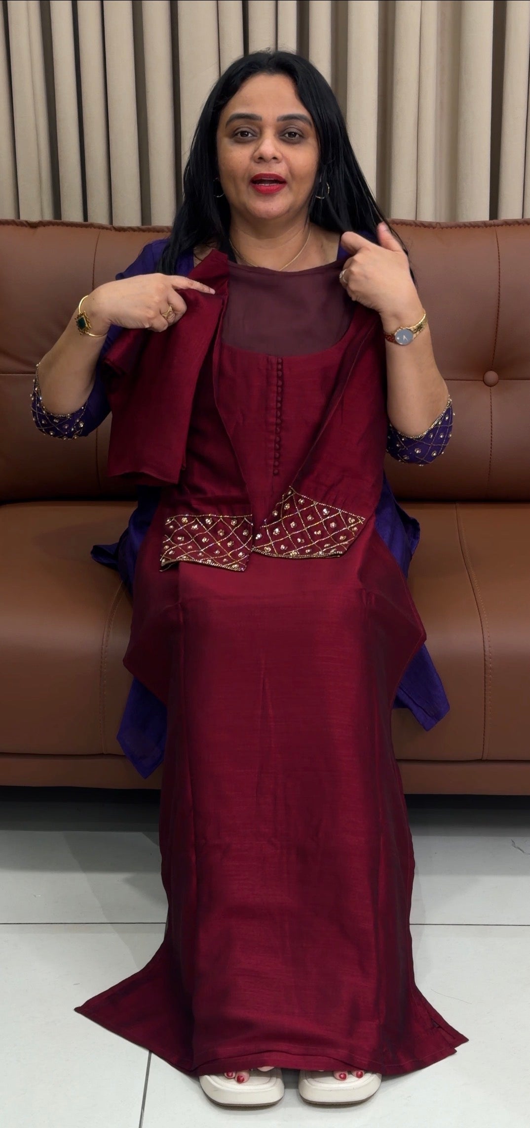 IHA'S IN-HOUSE SEMI RAW SILK ALINE TOP AND DUPATTA - IHA 34452