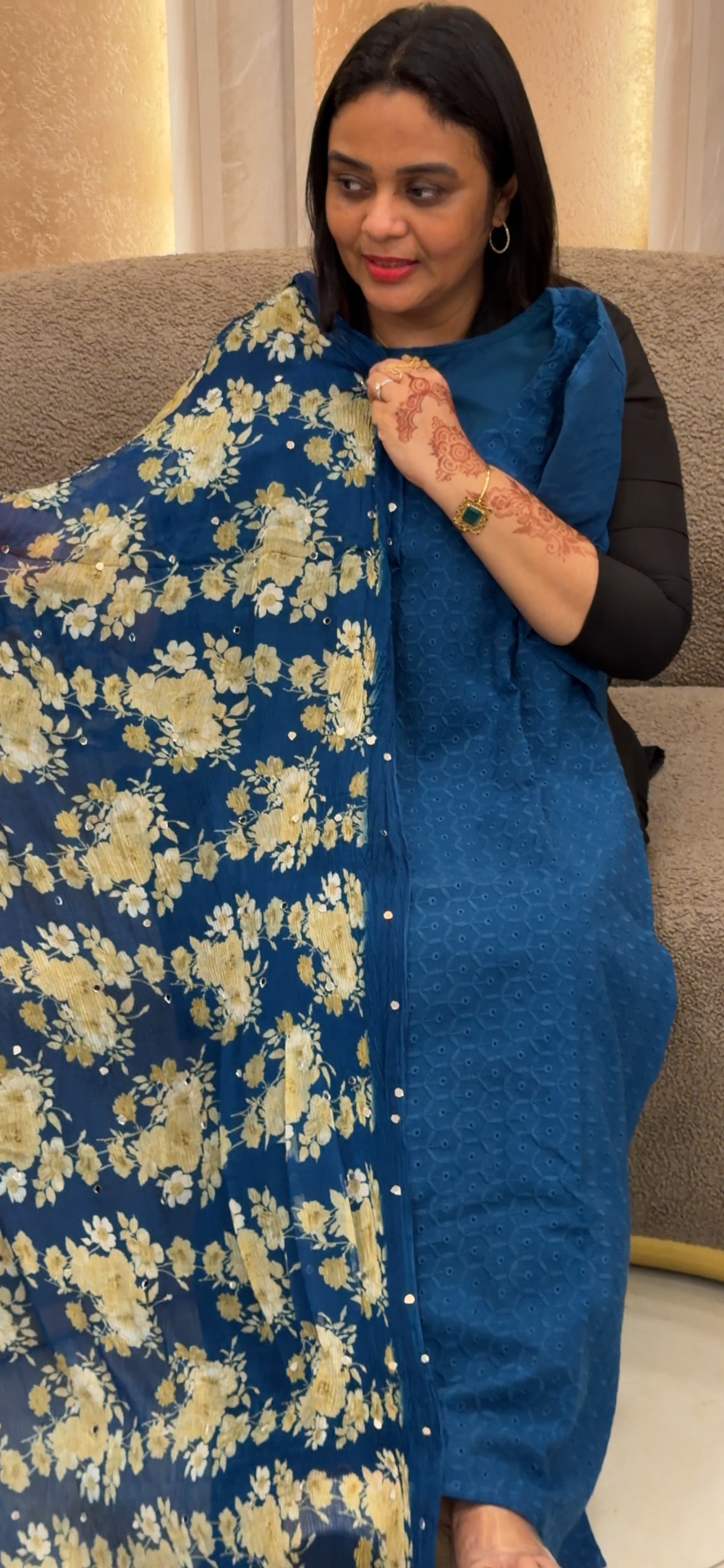 IHA'S IN-HOUSE COTTON HAKOBA TOP, BOTTOM AND DUPATTA - IHA 32980