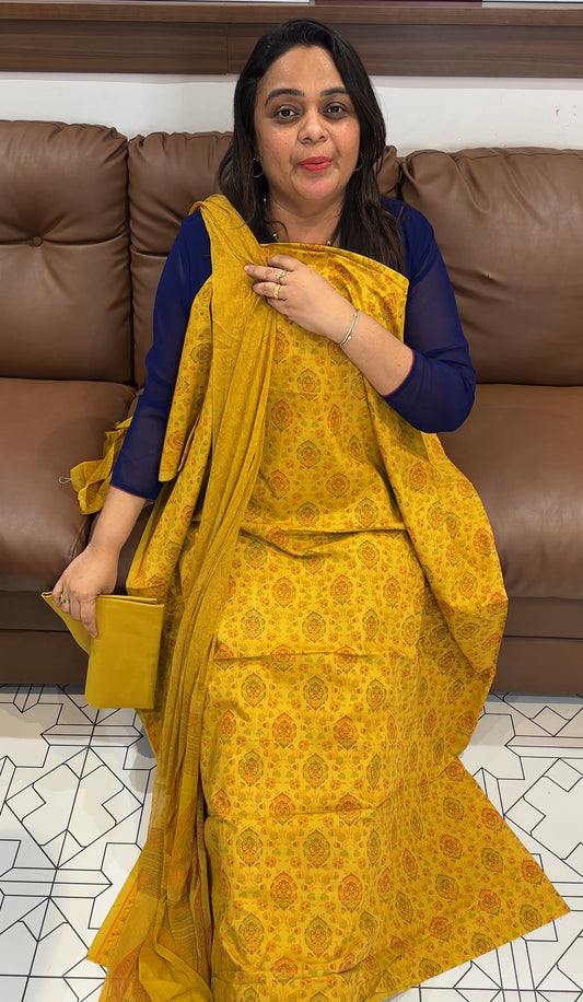 AJRAKH PRINTRD UNSTITCHED SAWAR SUITS - IHA 27919