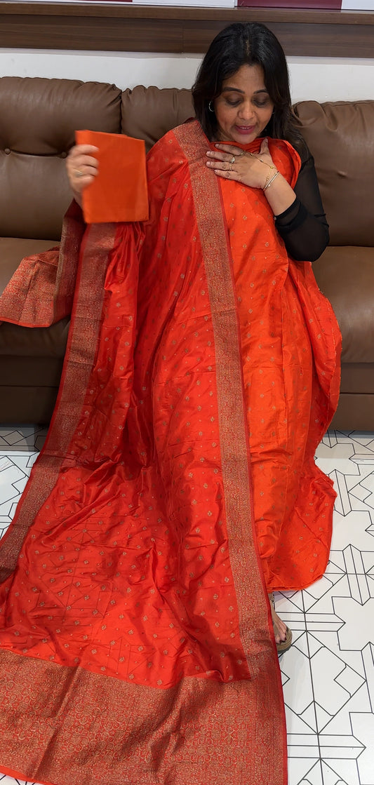 SEMI BANARASI UNSTITCHED SALWAR SUITS - IHA 26181