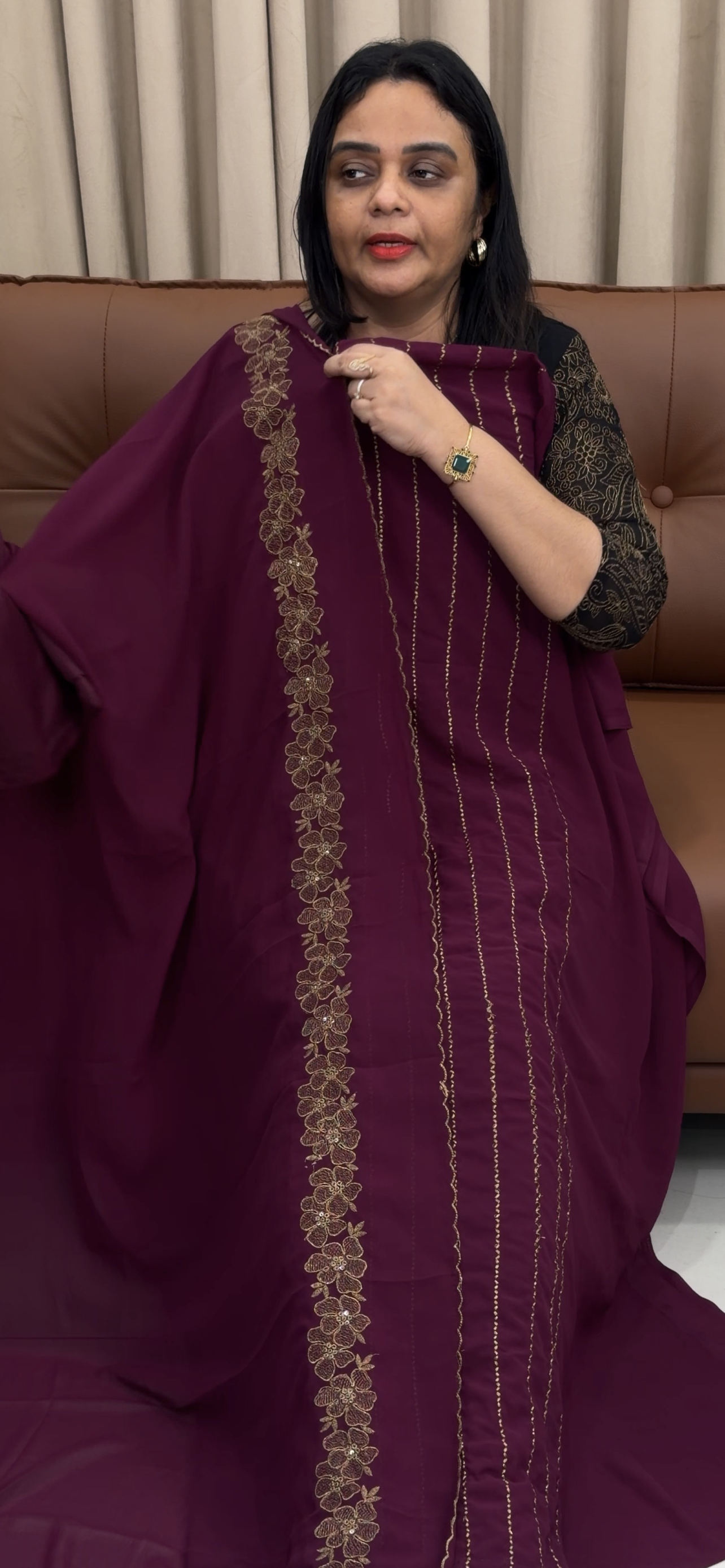 HAND WORKED UNSTITCHED SALWAR SUITS - IHA 33457