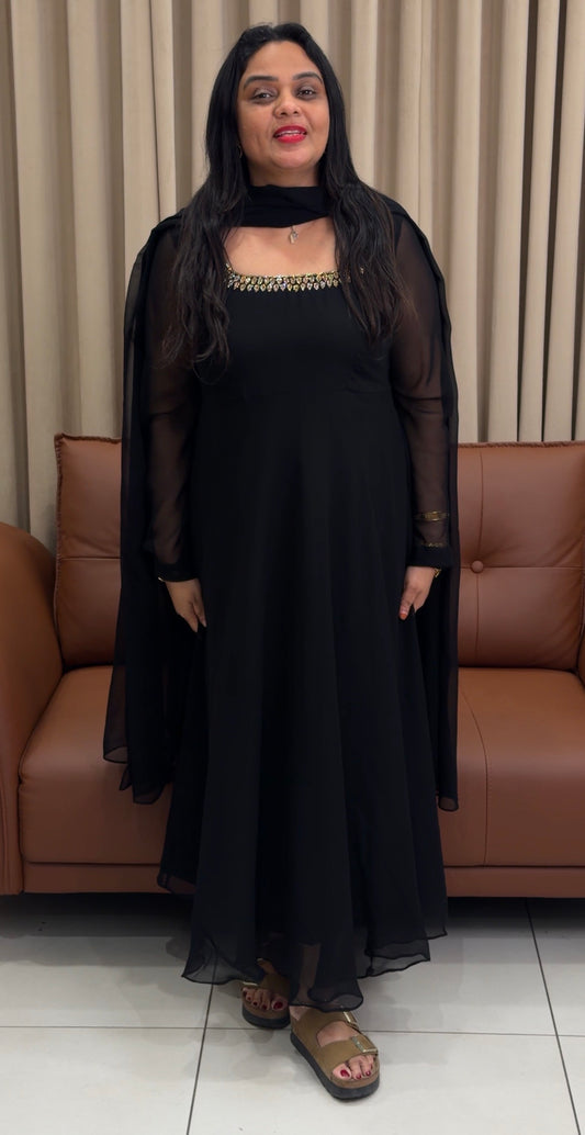 IHA'S IN-HOUSE GEORGETTE ANARKALI TOP AND DUPATTA - IHA 33739