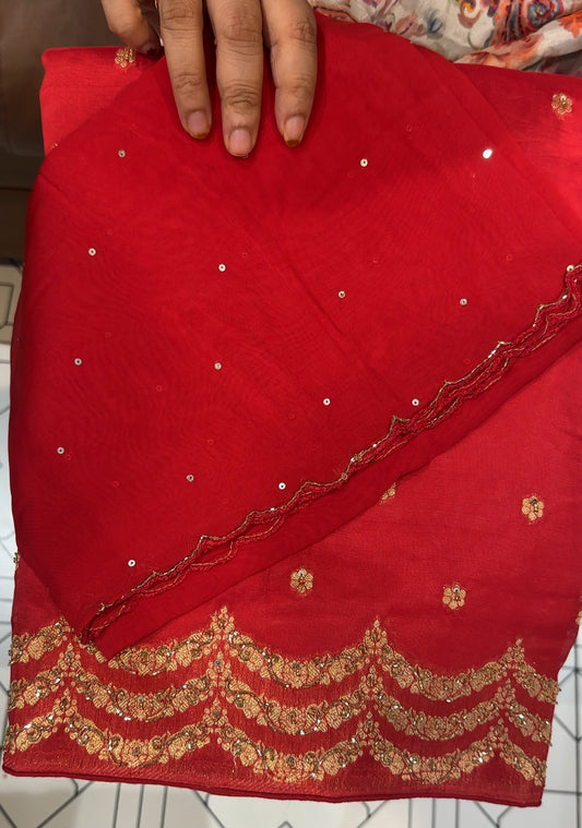 HAND WORKED UNSTITCHED SALWAR SUITS - IHA 26149