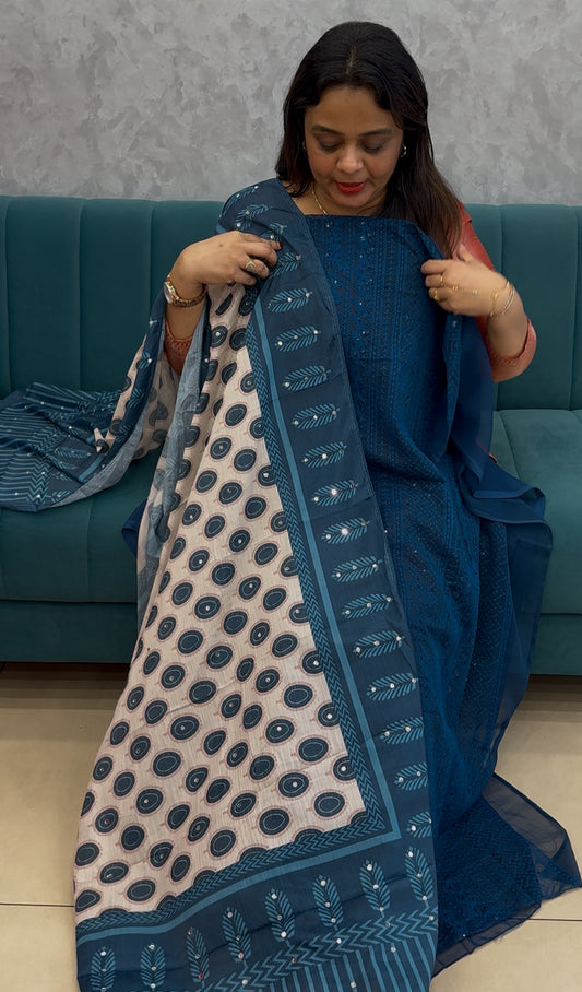 FAUX GEORGETTE UNSTITCHED SALWAR SUITS - IHA 24394
