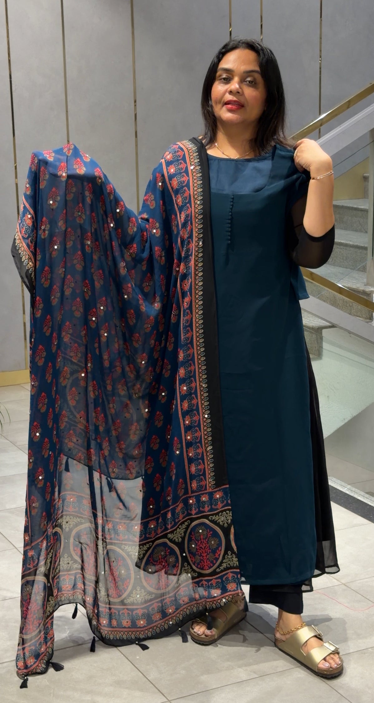 IHA'S IN-HOUSE GEORGETTE ALINE TOP AND DUPATTA - IHA 33972