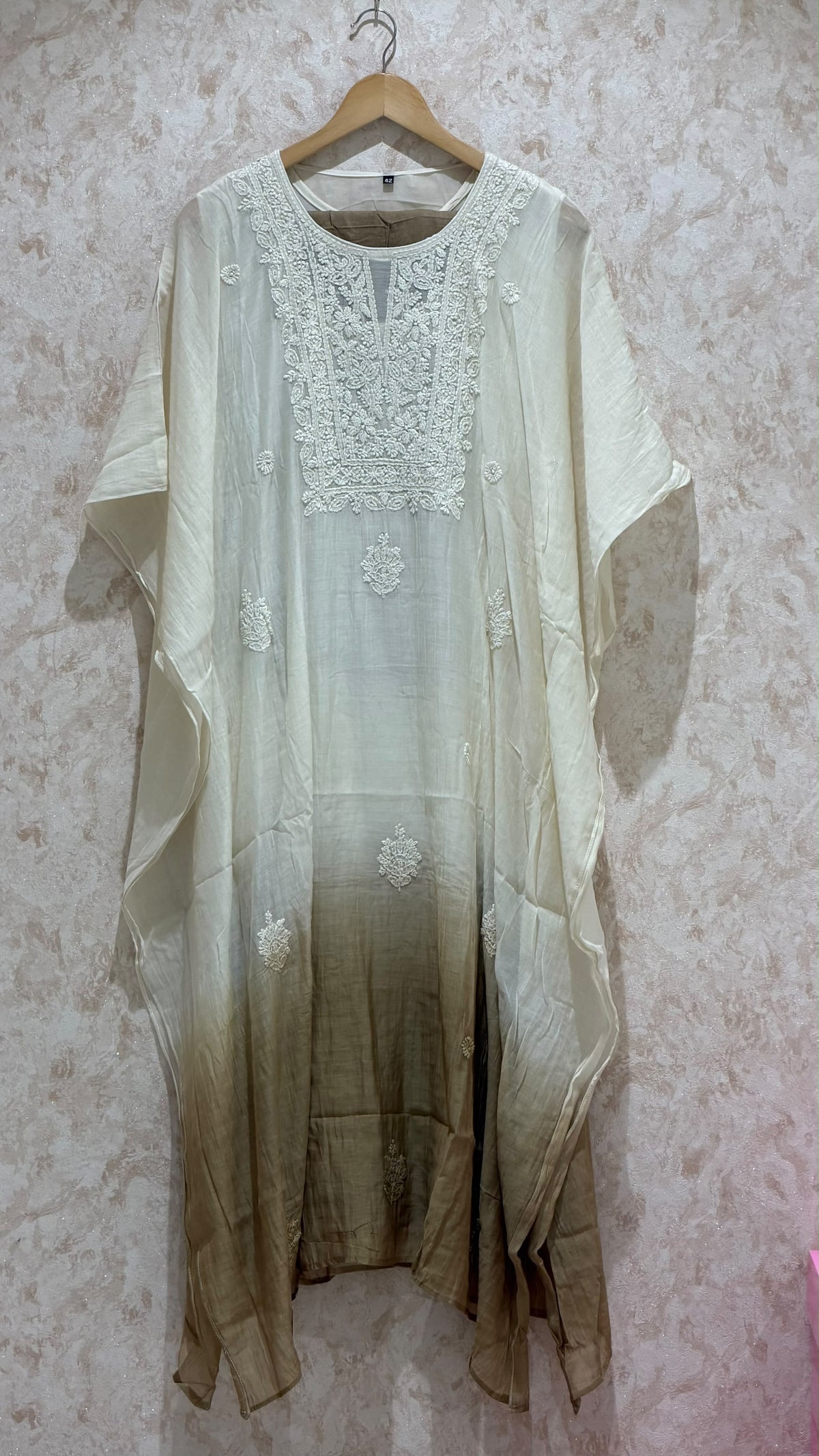 MUL CHANDERI KAFTAN TOP AND BOTTOM  - IHA 35896