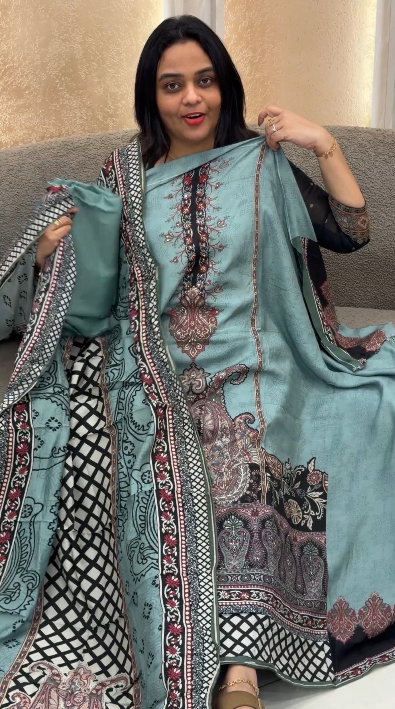 PRINTED MUL CHANDERI UNSTITCHED SALWAR SUITS - IHA 32861