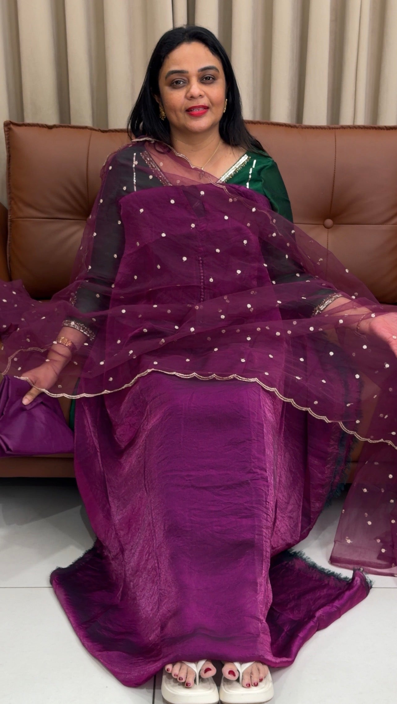 VELVET ORGANZA UNSTITCHED SALWAR SUITS - IHA 33825