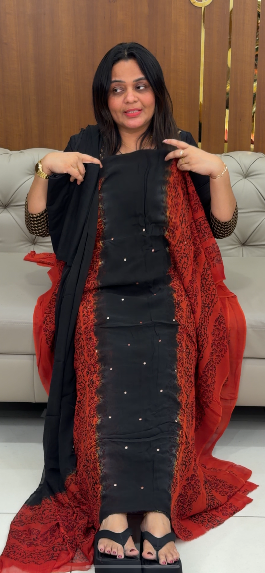 VISCOSE GEORGETTE UNSTITCHED SALWAR SUITS - IHA 29264