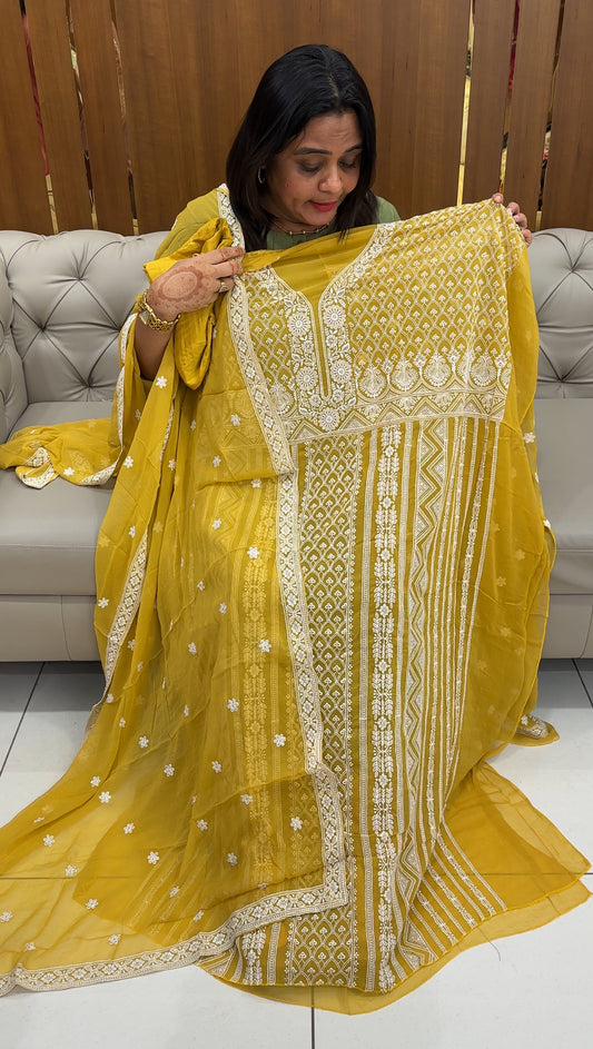 VISCOSE GEORGETTE UNSTITCHED SALWAR SUITS - IHA 27570