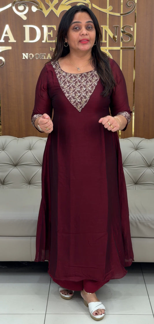 IHA'S IN-HOUSE SEMI RAW SILK SLITTED TOPS - IHA 29077