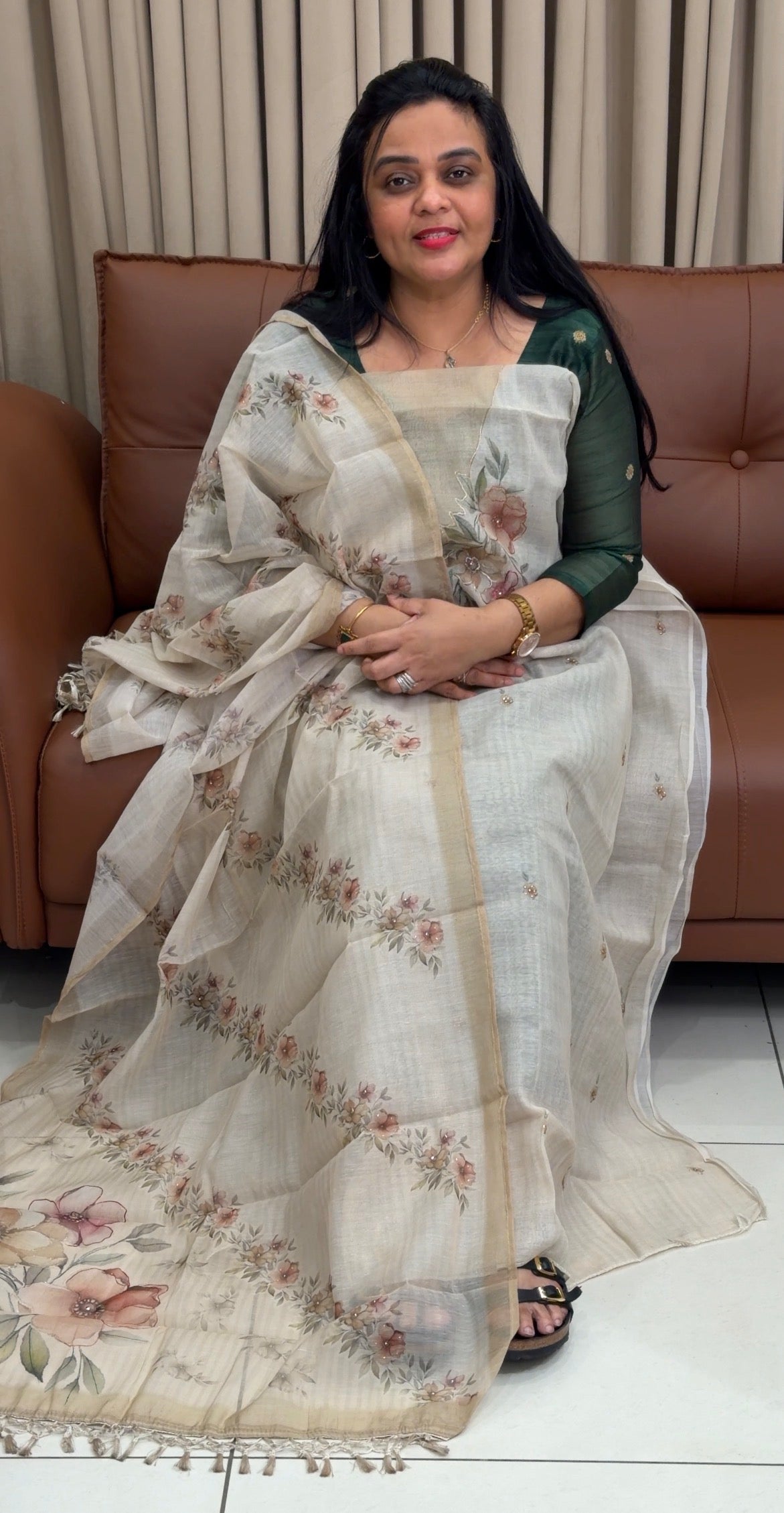 MALAI CHANDERI UNSTITCHED SALWAR SUITS - IHA 34818