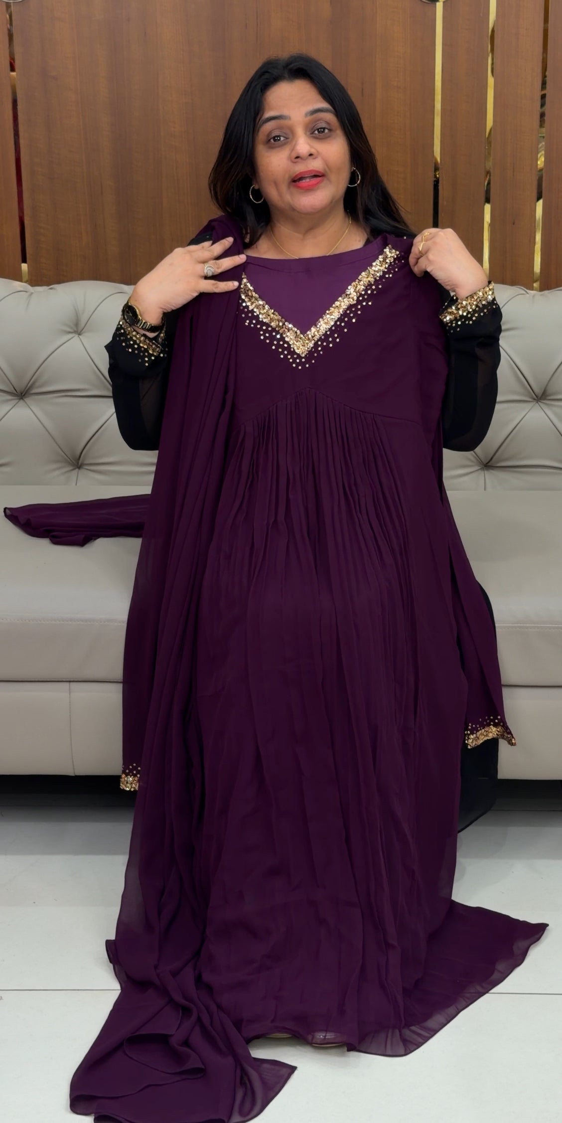 IHA'S IN-HOUSE GEORGETTE ALINE TOPS AND DUPATTA - IHA 29145