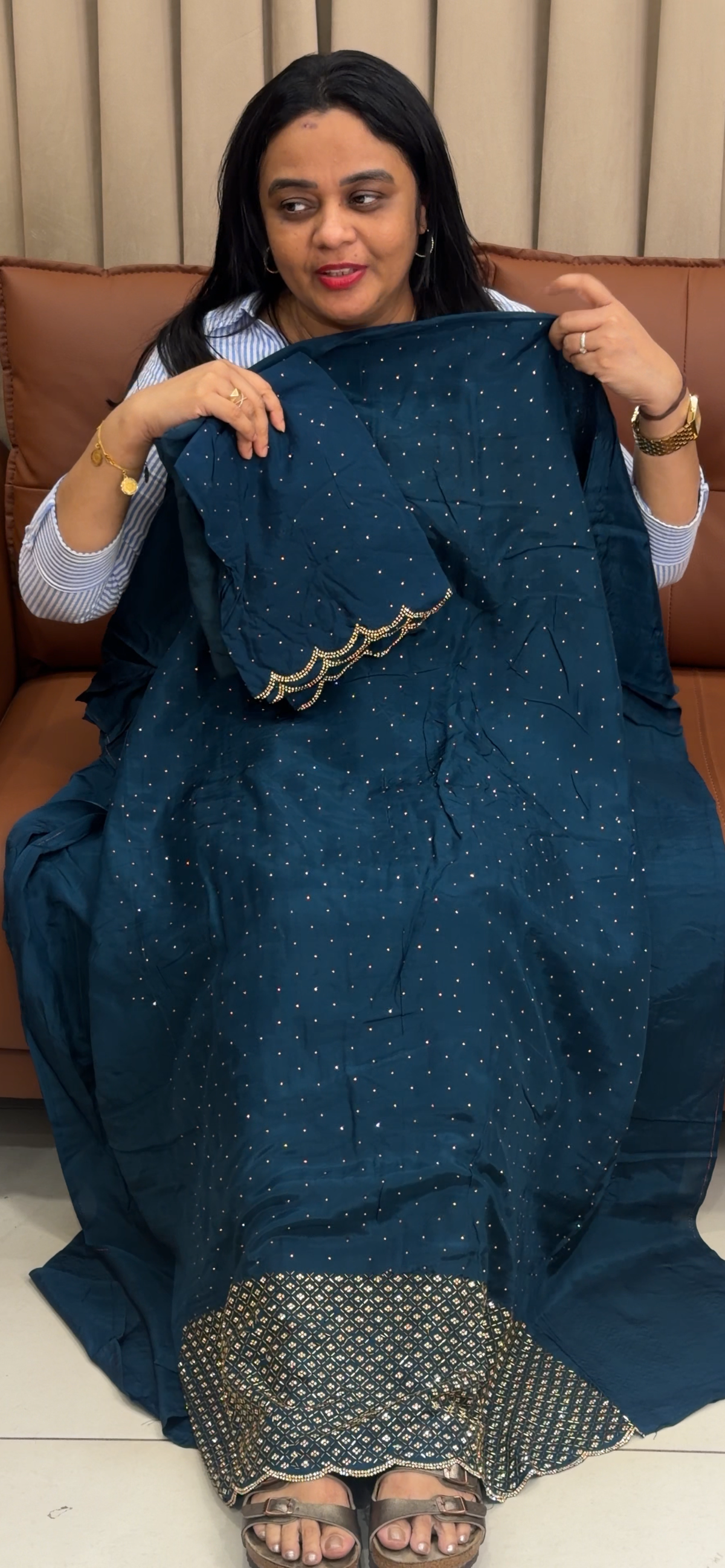 HANDWORKED UNSTITCHED SALWAR SUITS - IHA 35928
