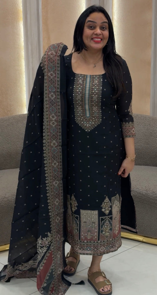 PRINTED MUL CHANDERI UNSTITCHED SALWAR SUITS - IHA 33213