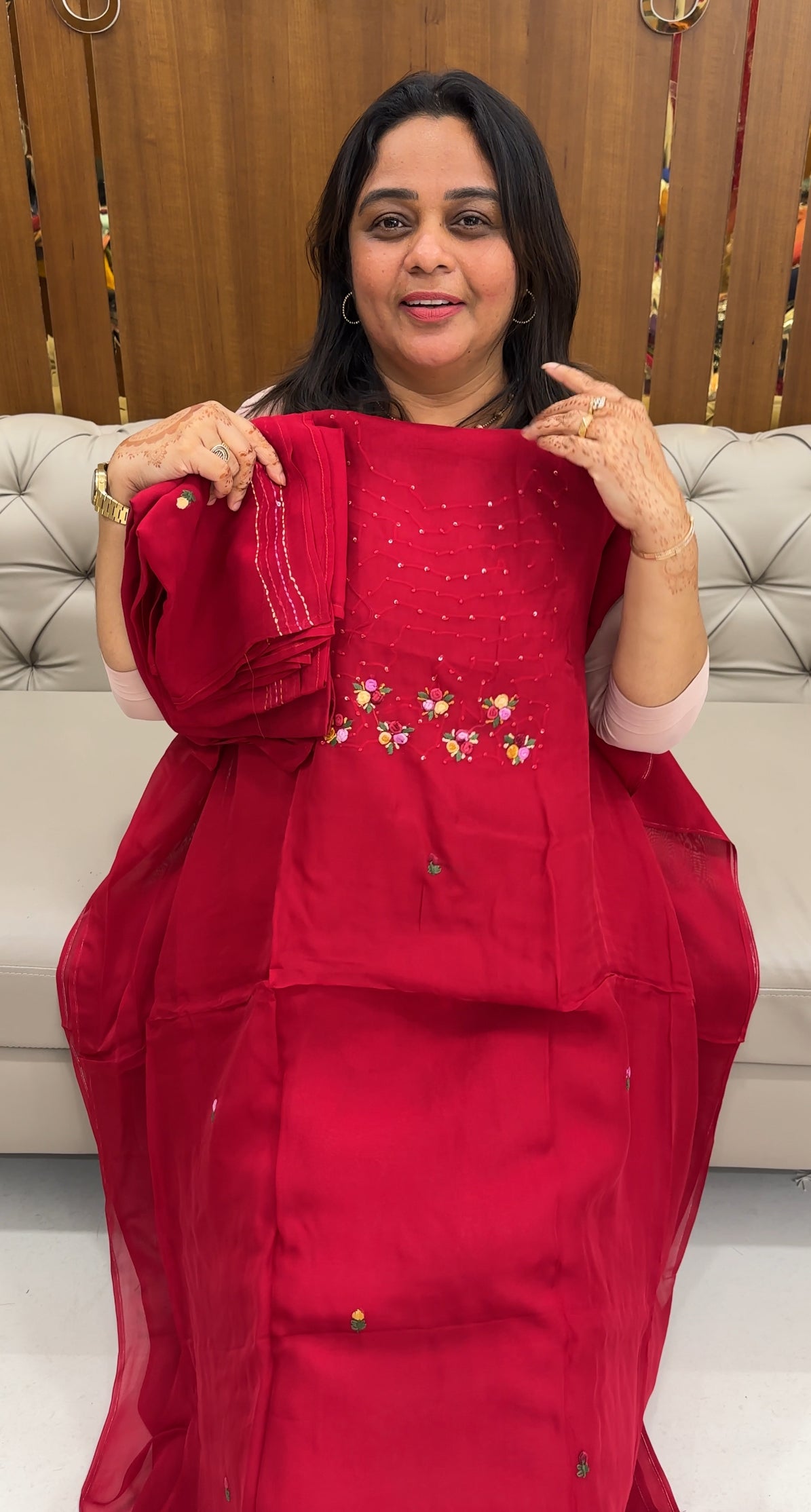 VISCOSE ORGANZA UNSTITCHED SLWAR SUITS - IHA 27585