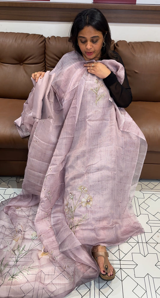 PRINTED ORGANZA UNSTITCHHEED SALWAR SUITS - IHA 26186