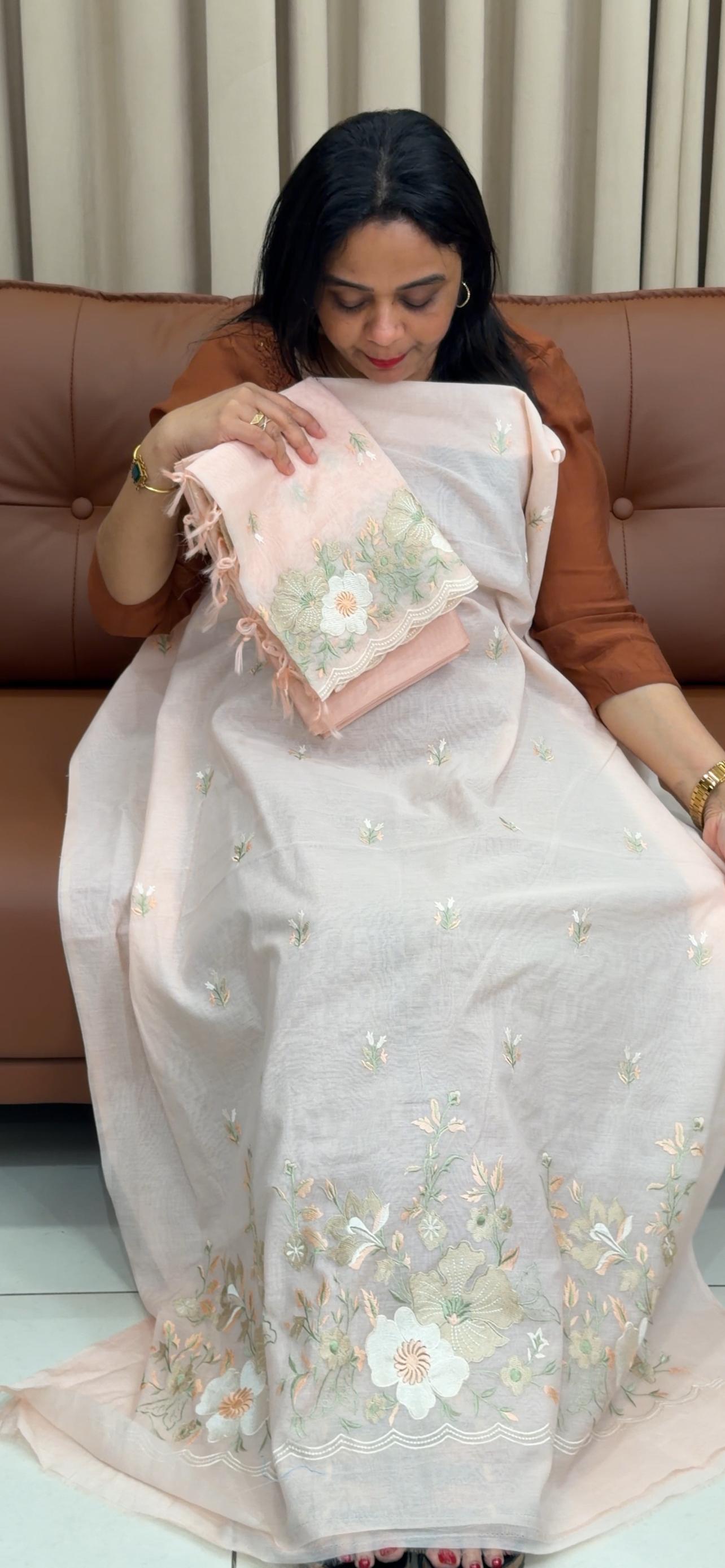 MUL CHANDERI UNSTITCHED SALWAR SUITS - IHA 34280
