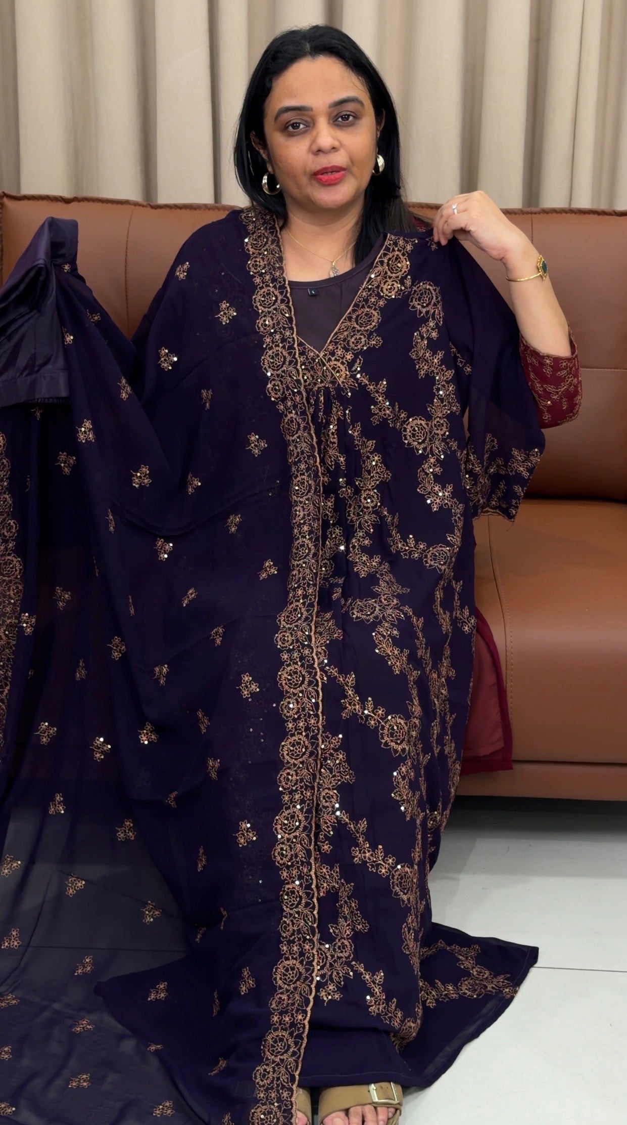 FORWARD FAUX GEORGETTE SLITTED TOP,BOTTOM AND DUPATTA - IHA 33474