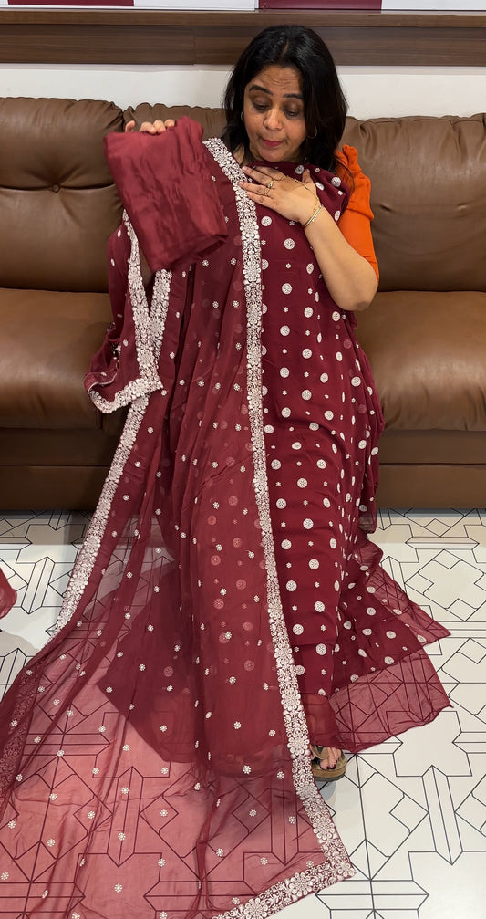 VISCOSE GEORGETTE UNSTITCHED SALWAR SUITS -  IHA 26478