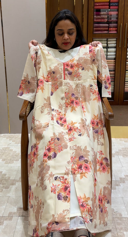 PRINTED CRAPE SILK ANARKALI TOPS - IHA 23092