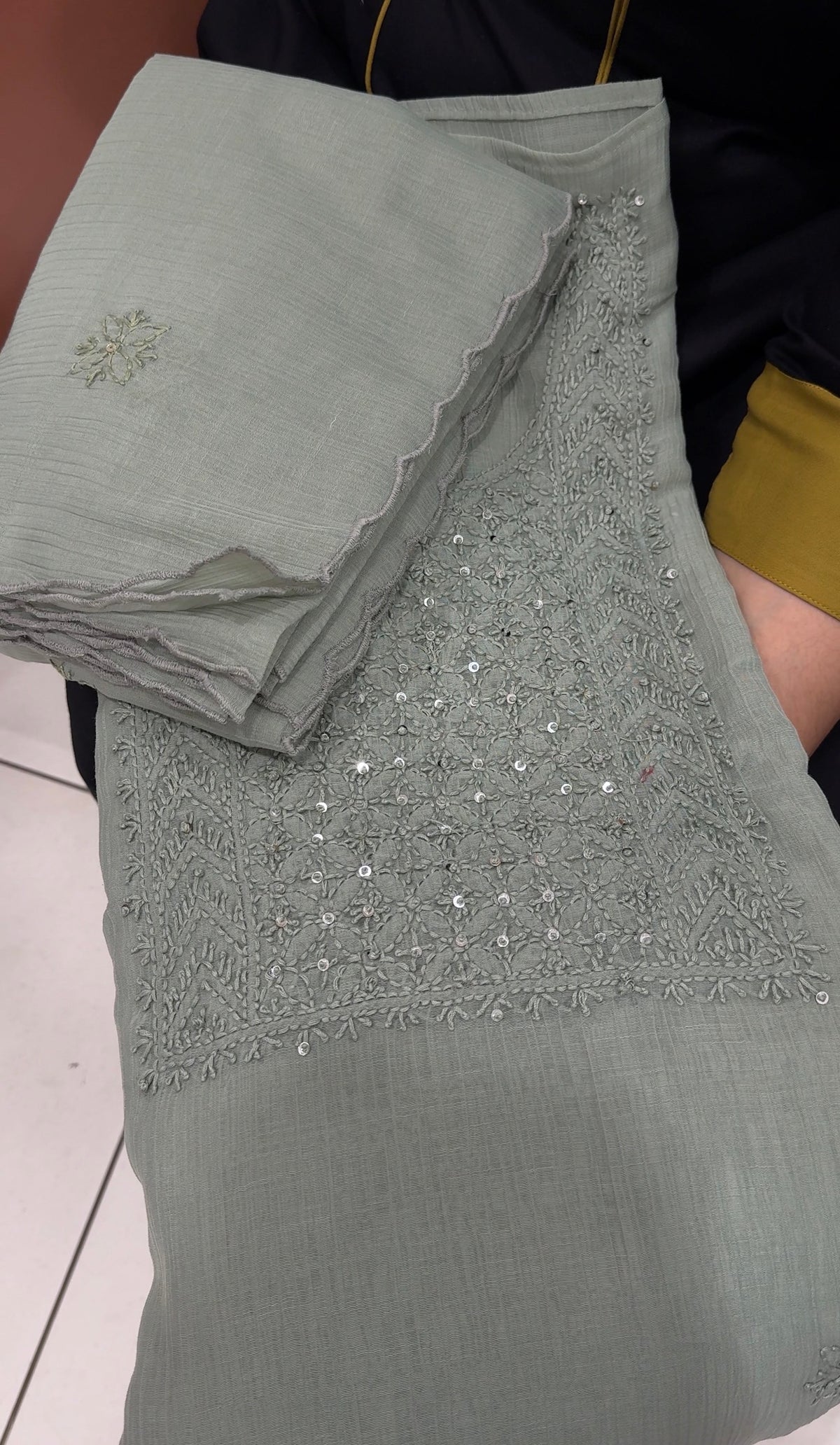 LUCKNOWI CHIKANKARI UNSTITCHED SALWAR SUITS -IHA 35401