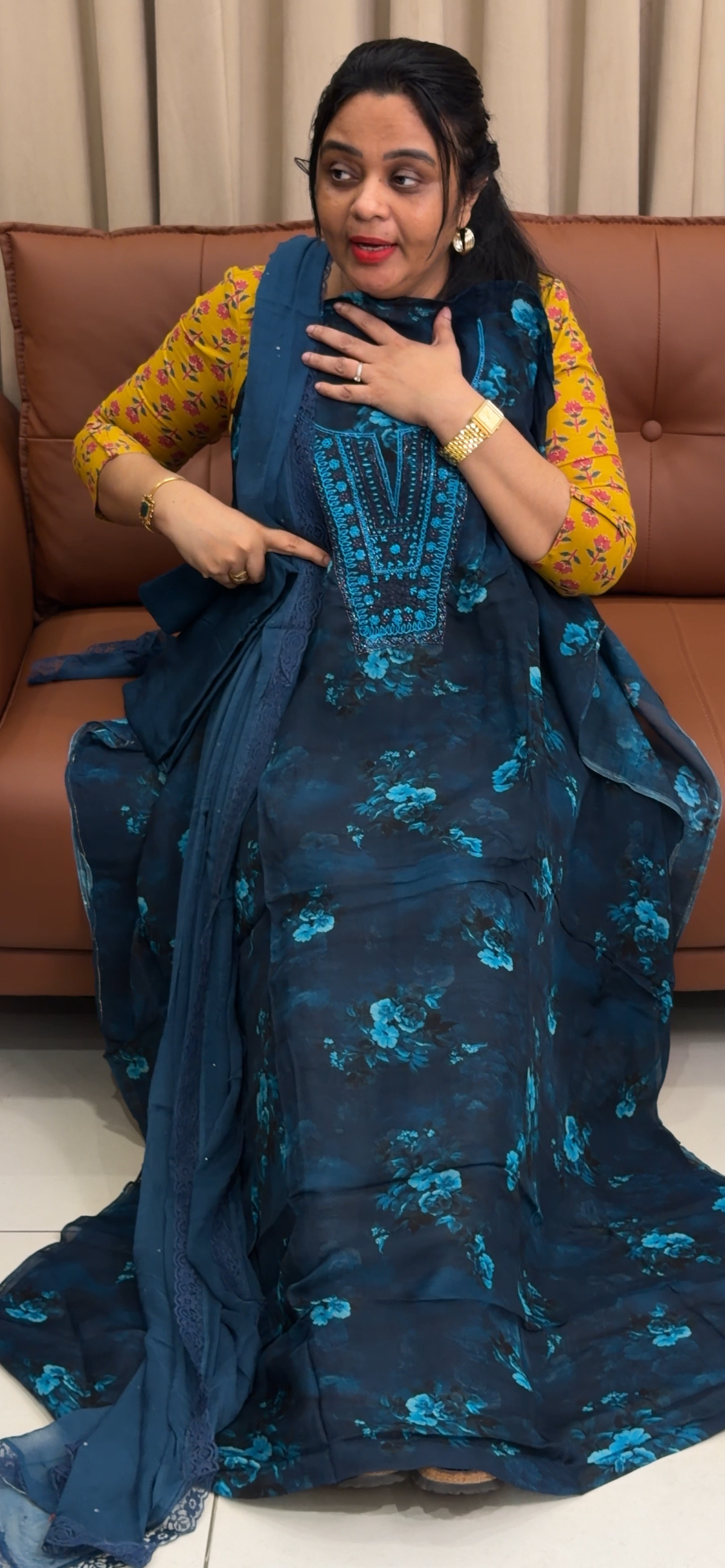 VISCOSE ORGANZA UNSTITCHED SALWAR SUITS - IHA 35433