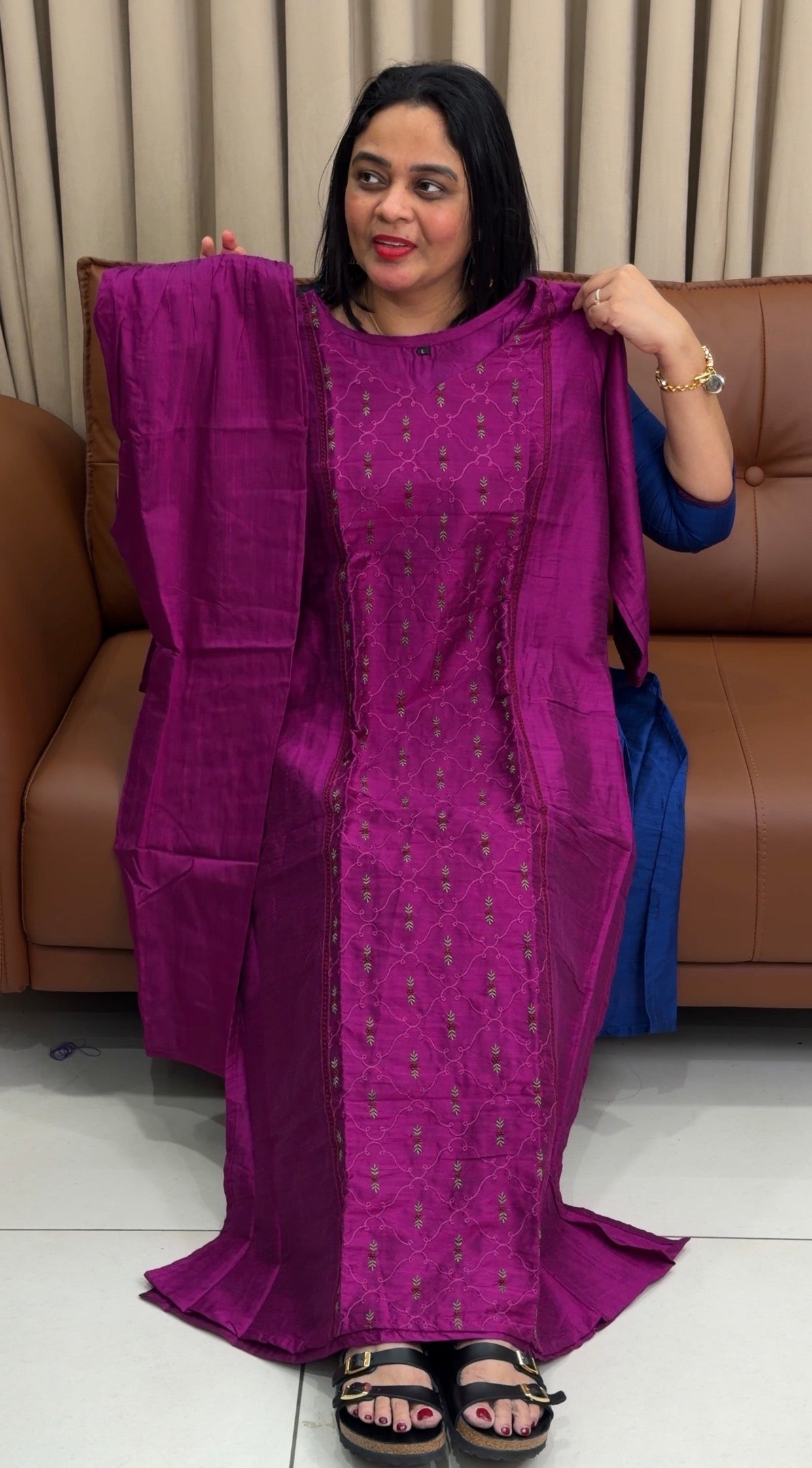 SEMI RAW SILK CO-ORDS SETS - IHA 34076