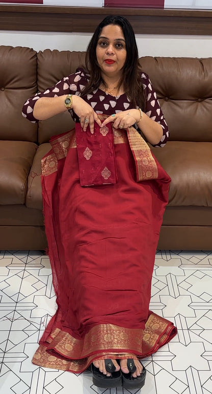 SEMI BANARASI SAREE - IHA 16336