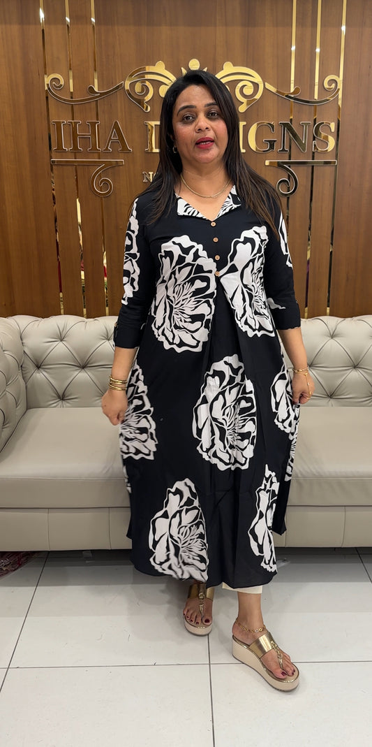 IHA'S IN-HOUSE PRINTED ALINE TOPS - IHA 26766