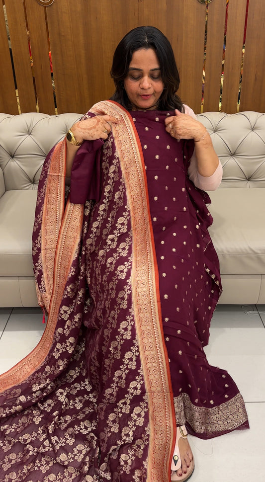 VISCOSE BANARASI UNSTITCHED SALWAR SUITS - IHA 27481