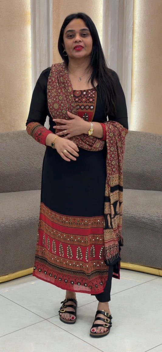 IHA'S IN-HOUSE  GEORGETTE TOP,BOTTOM AND DUPATTA - IHA 34360