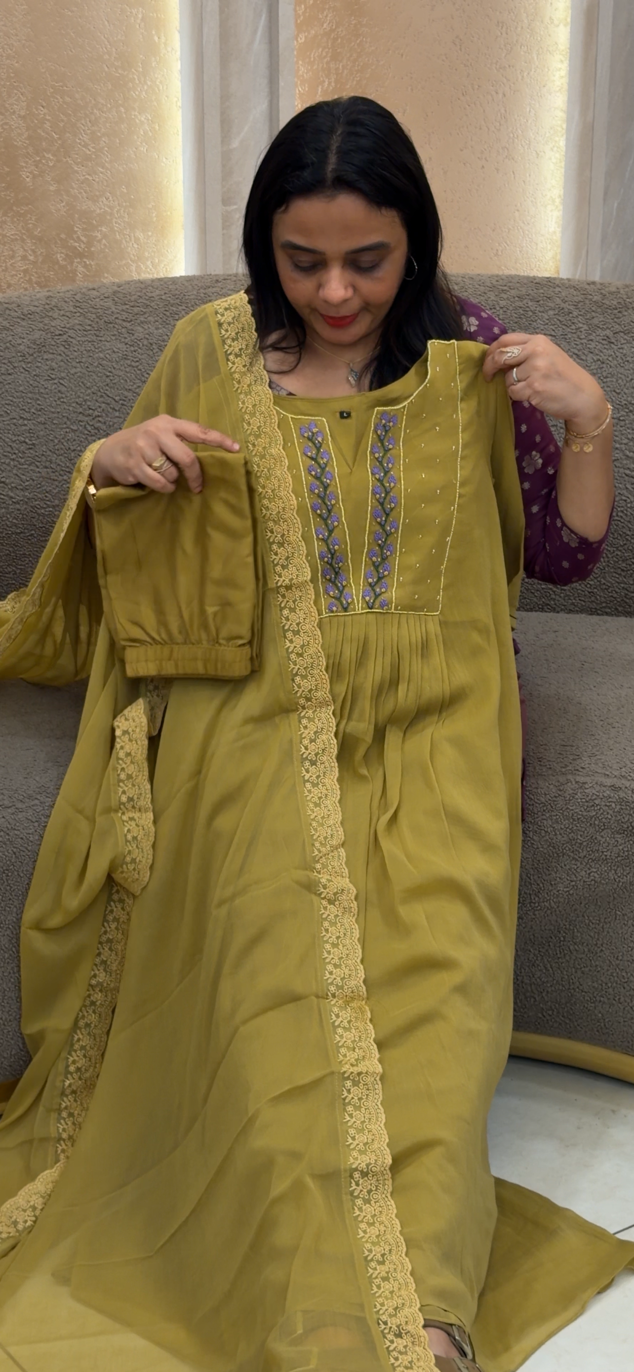 MUL CHIFFON TOP, BOTTOM AND DUPATTA  - IHA 32864