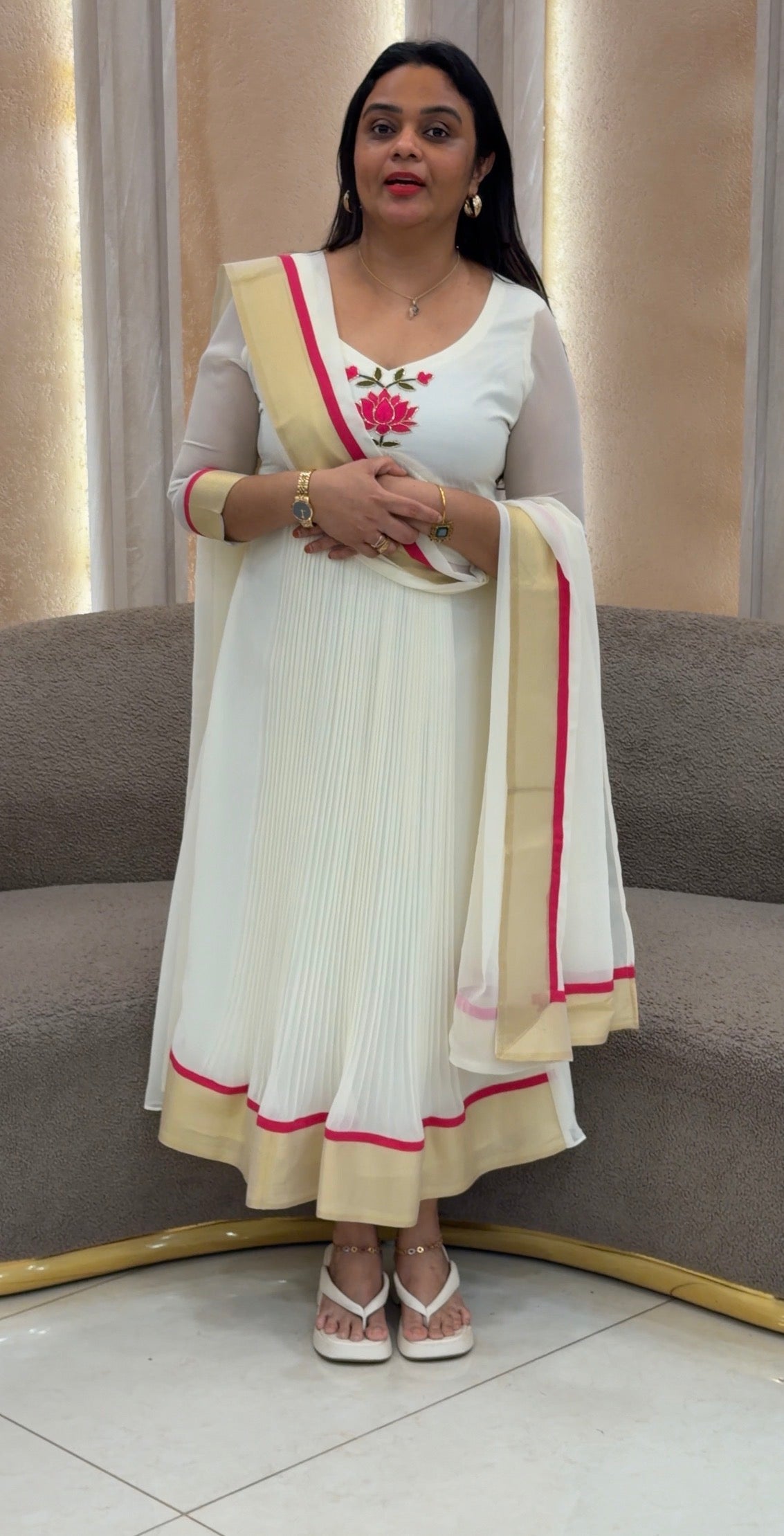 IHA'S IN-HOUSE GEORGETTE  ALINE TOP AND DUPATTA - IHA 33503