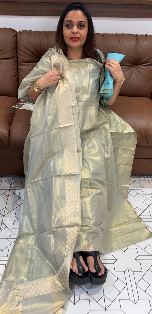 TISSUE KOTA UNSTITCHED SALWAR SUITS  - IHA 23047