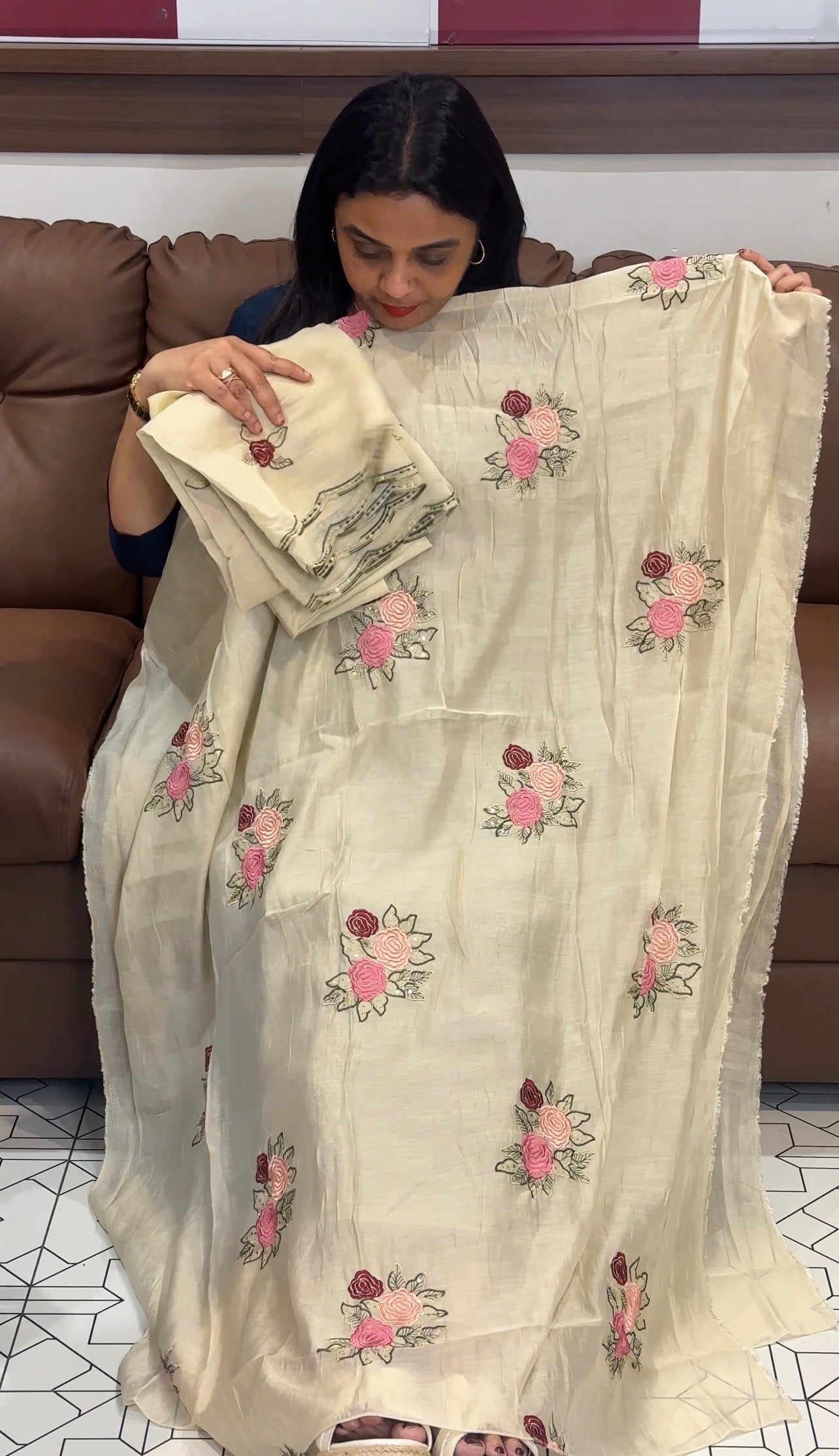 MUL CHANDERI UNSTITCHED SALWAR SUITS - IHA 32878