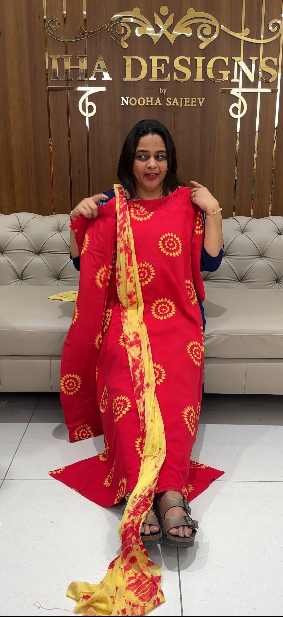 BATIK PRINTED RAYON  TOP,BOTTOM AND DUPATTA - IHA 28993